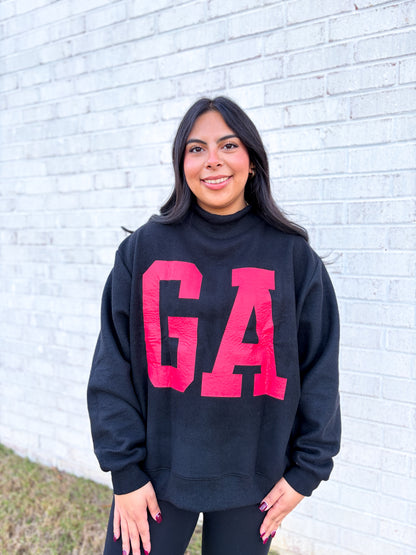 Georgia/GA Reversible Mock Neck Sweatshirt