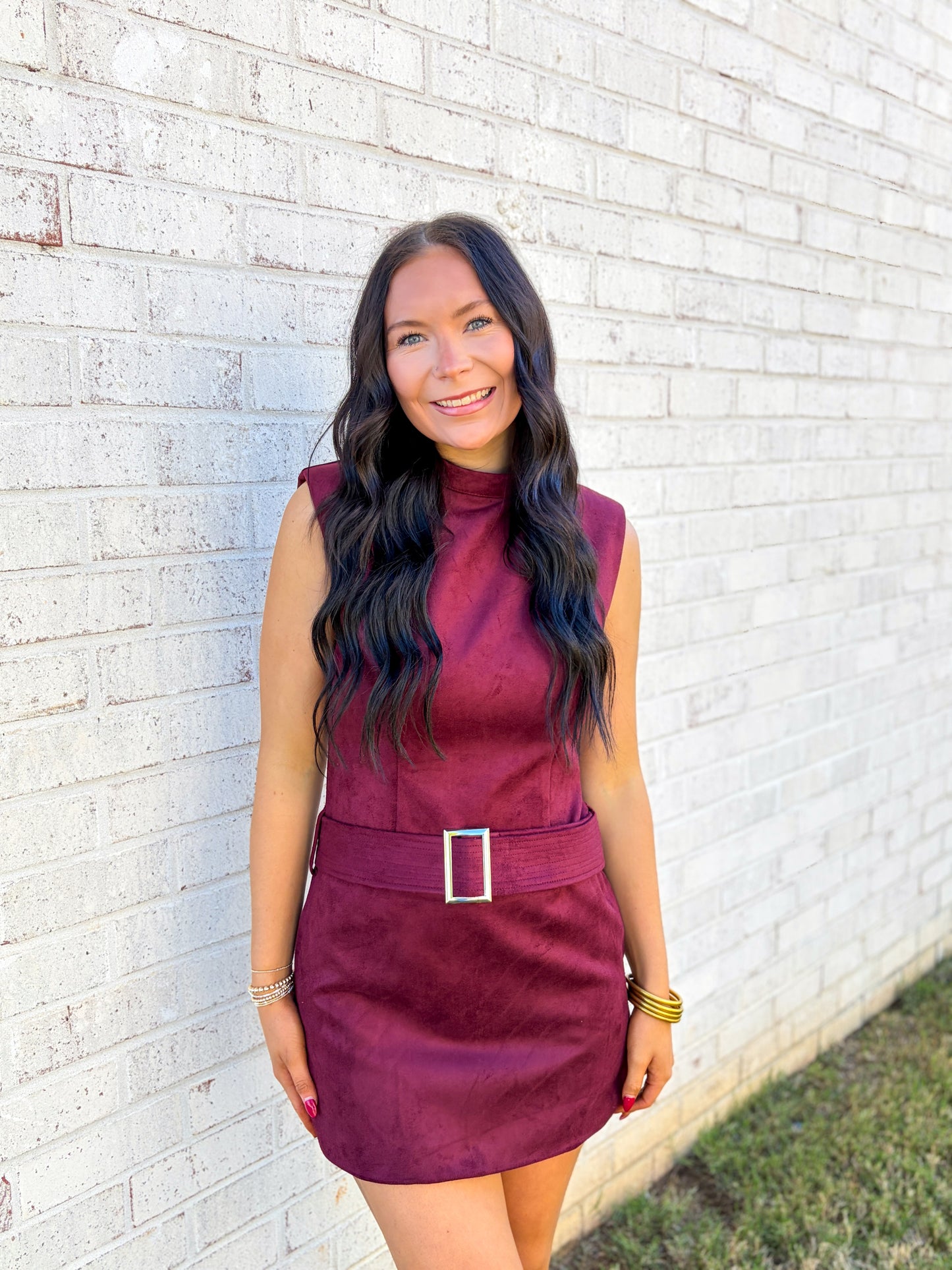 Suede Belted Mini Dress