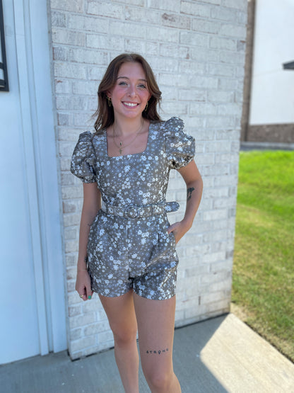 Classy Belted Floral Romper