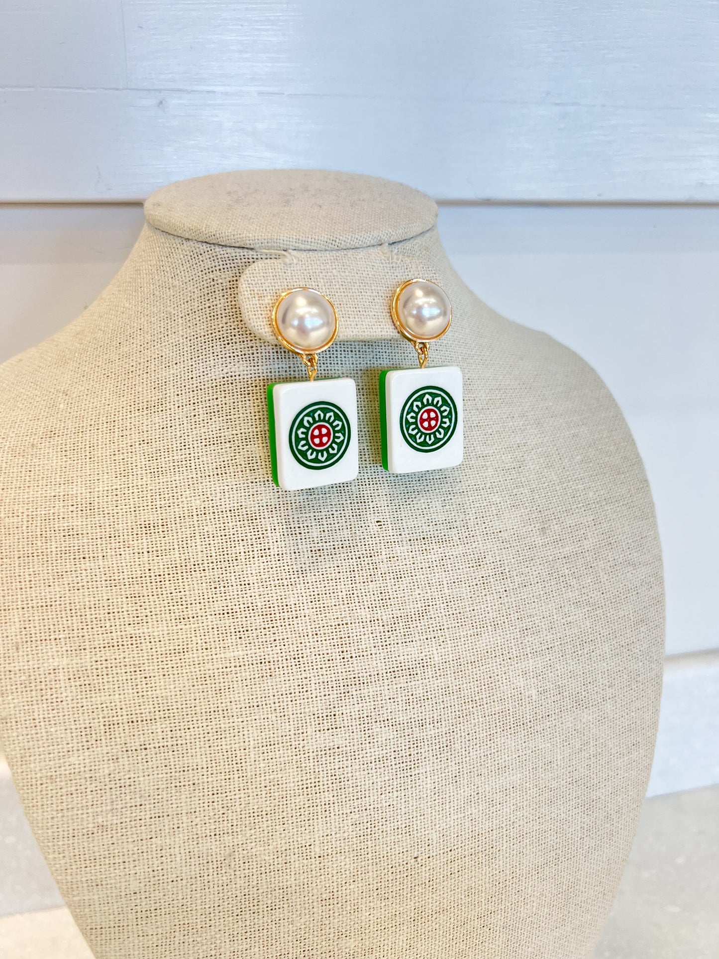 Dot Mahjong Tile Earrrings