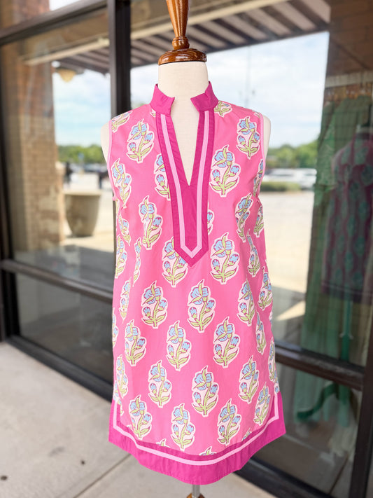 Printed V-Neck Mini Dress