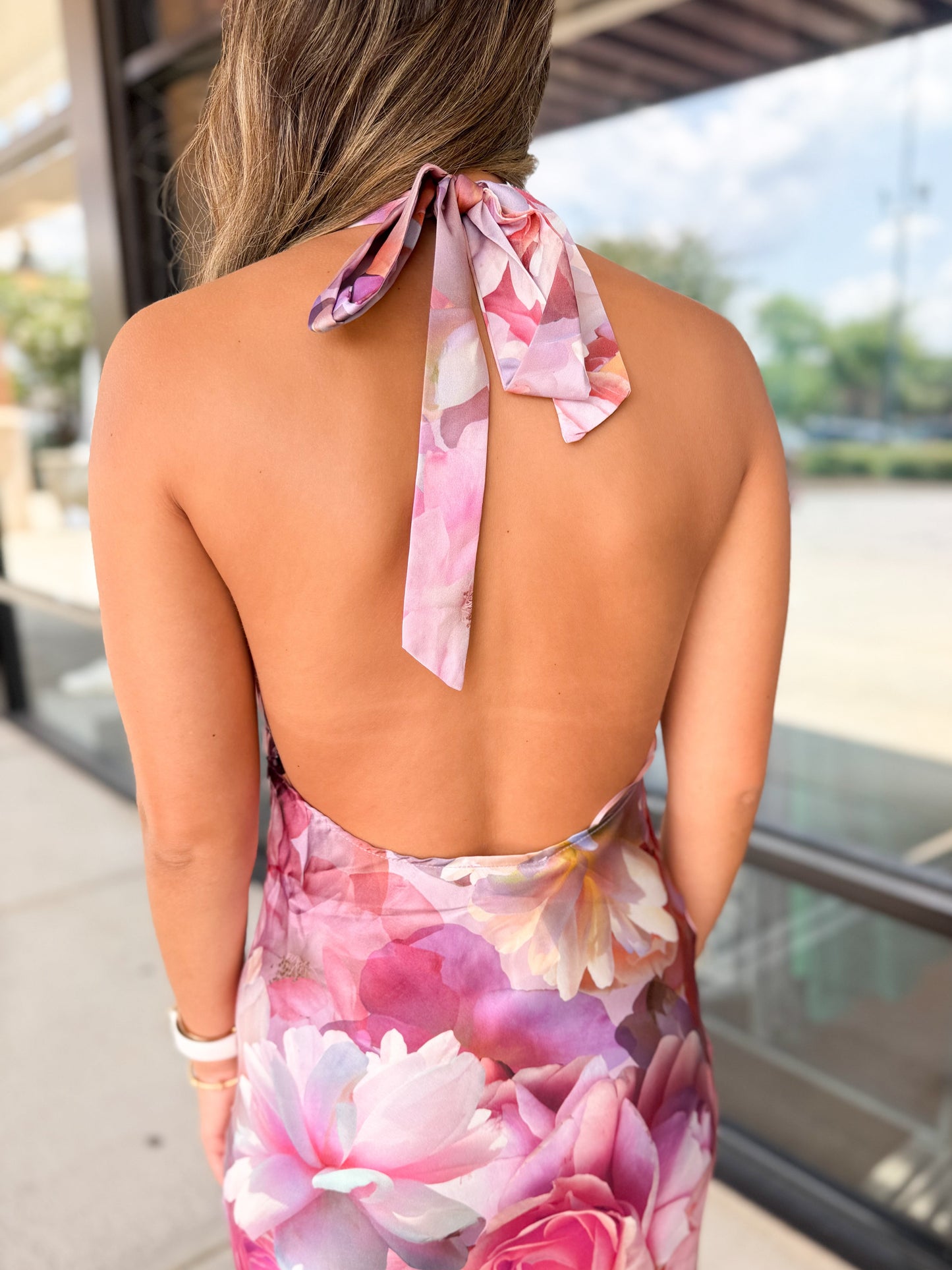 Silk Halter Neck Maxi Dress