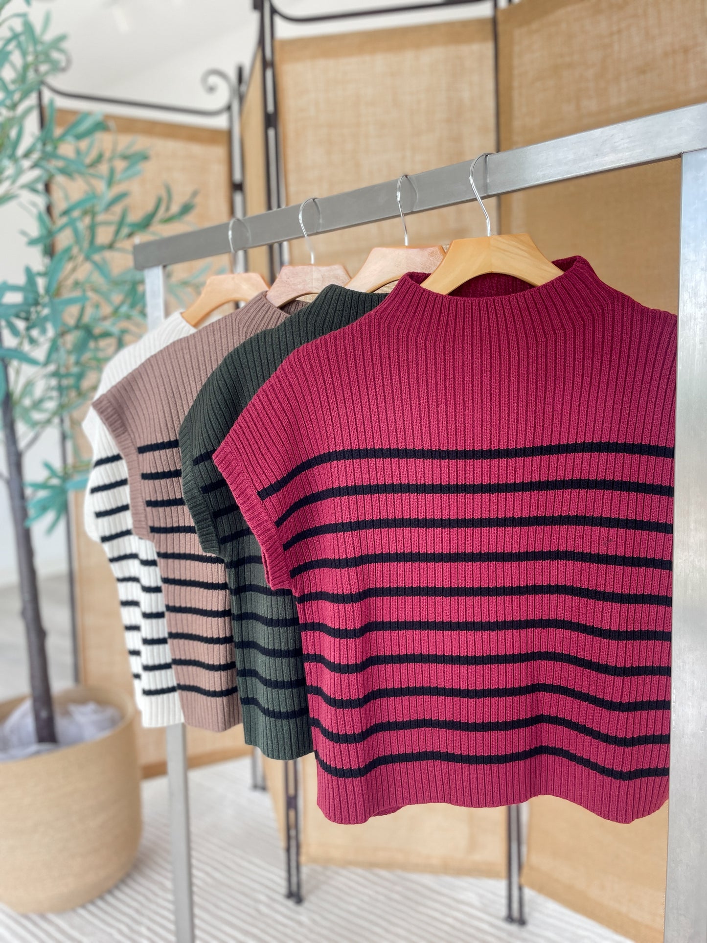 Oliver Striped Mock Neck Top