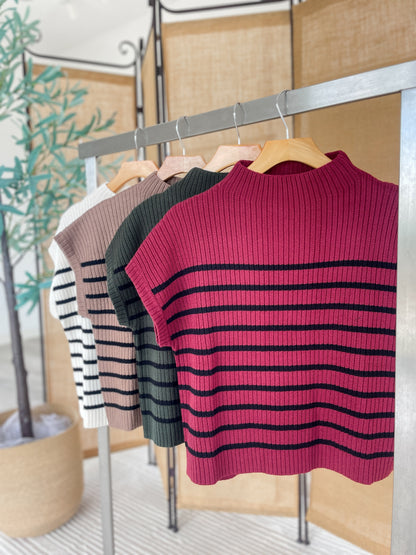 Oliver Striped Mock Neck Top