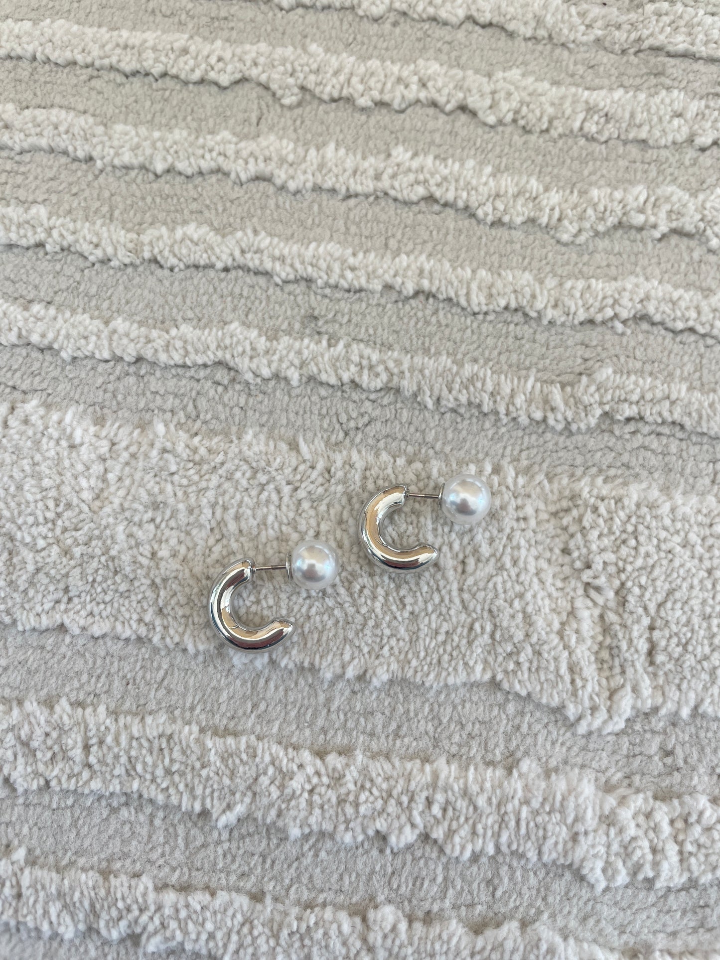 Pearl Back Silver Earrings