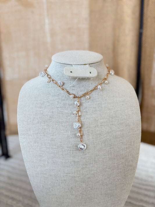 Pearl Drop Down Necklace