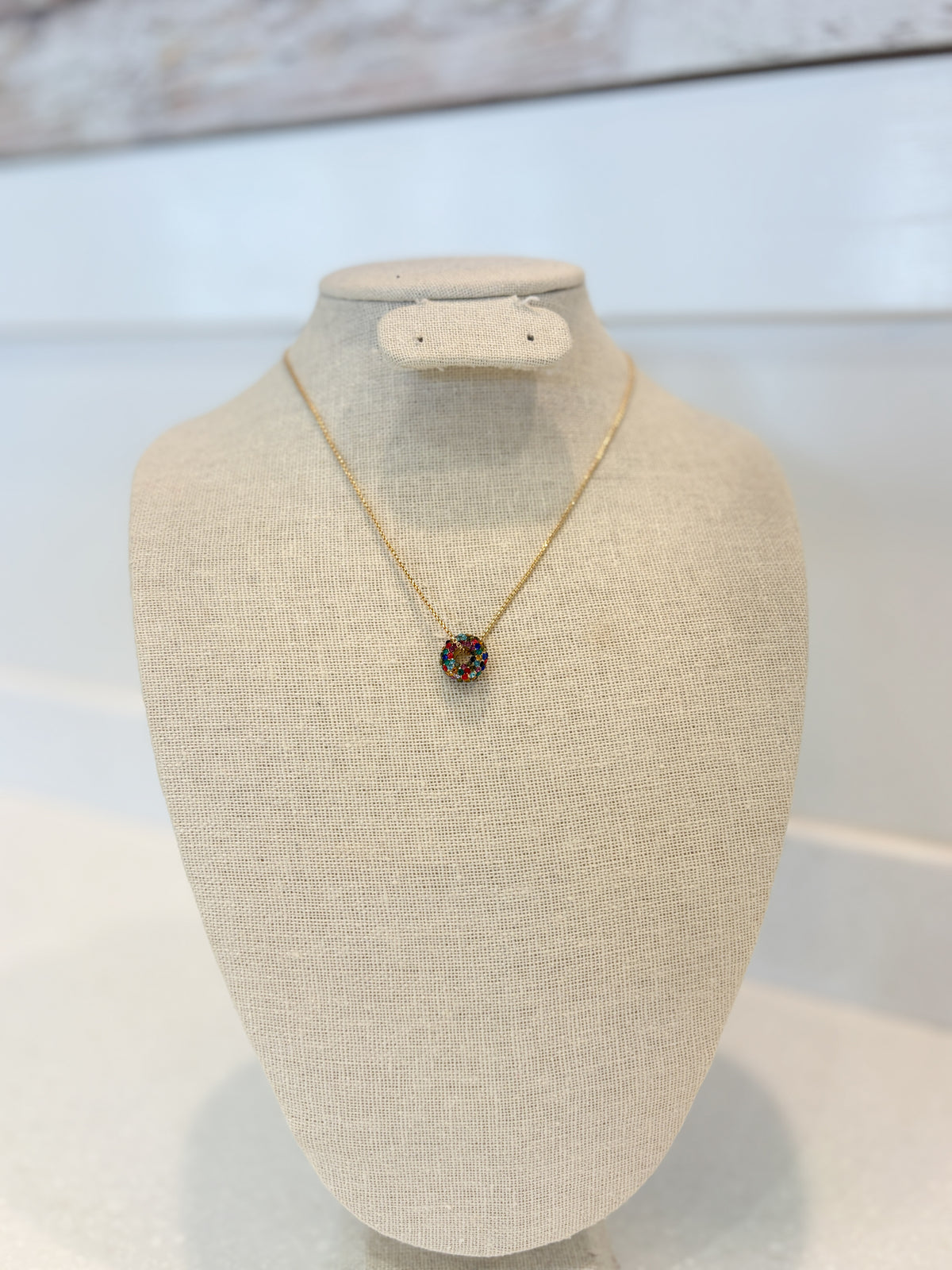 Multicolor Gemstone Hoop Necklace