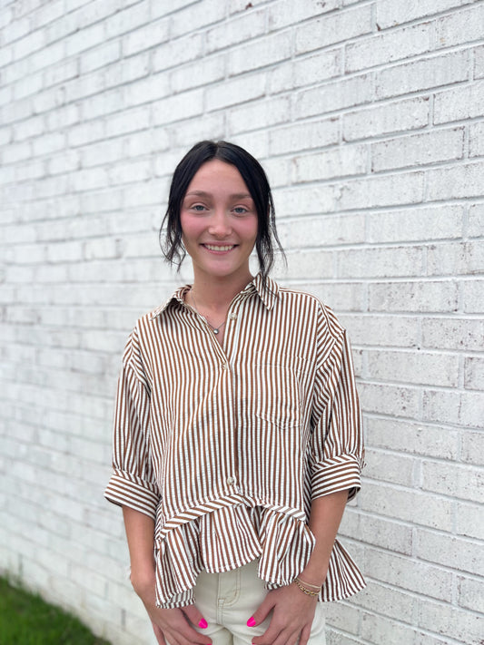 Ruffle Bottom Button up Top