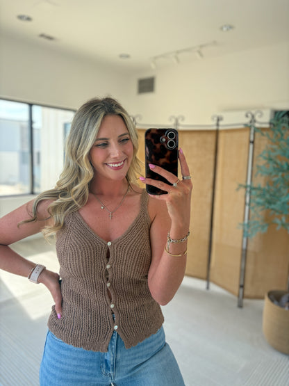 Knit Button Up Tank Top