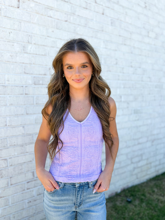 Vintage Textured Fitted Tank Top