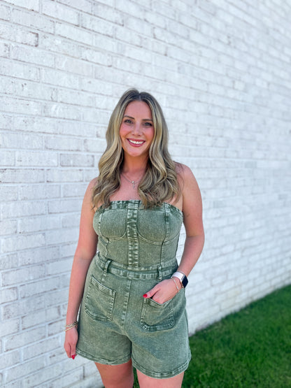 Justin Denim Strapless Romper