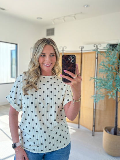 Polka Dot Ribbed Top