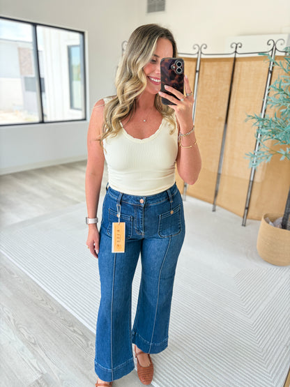 Risen High Rise Front Pocket Jeans