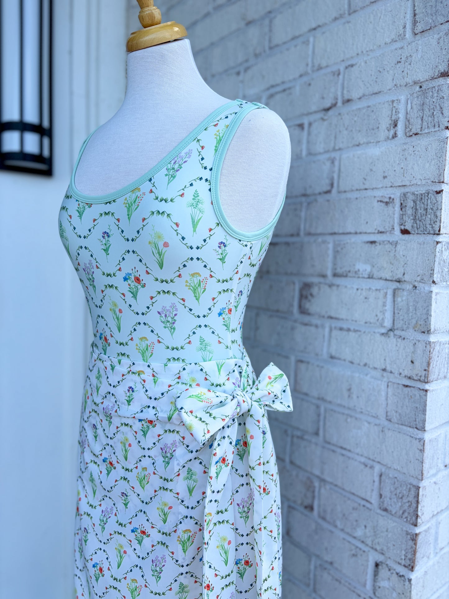 One Piece Floral Swim Suit & Skirt