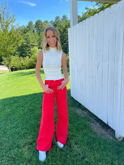 Ribbed Mock Neck Top
