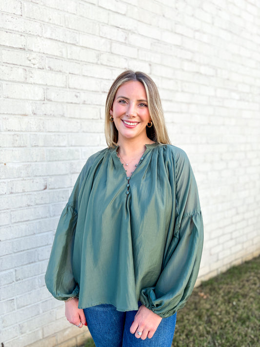 V-Neck Button Up Blouse