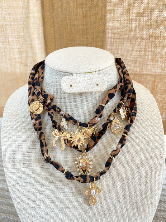 Layered Leopard Scarf Necklace