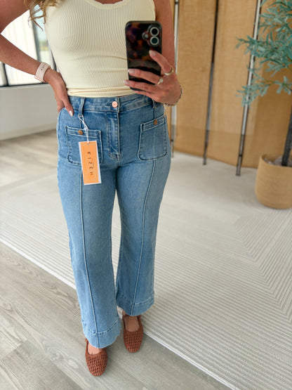 Risen High Rise Front Pocket Jeans