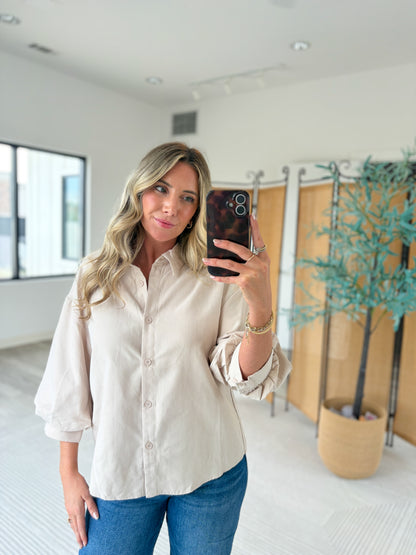 Suede Puff Sleeve Blouse