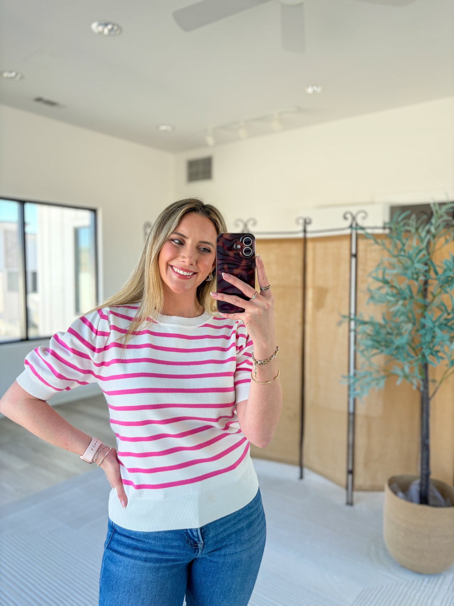 Striped Quarter Sleeve Top