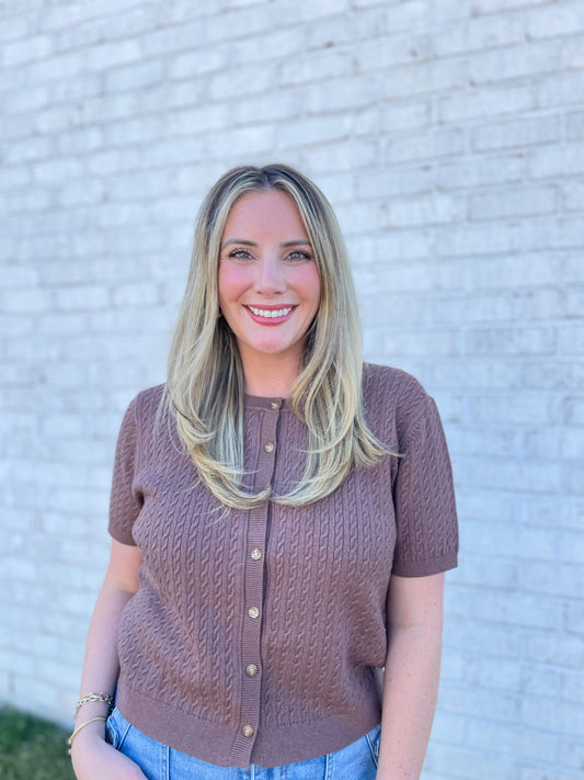 Cable Knit Button Up Top