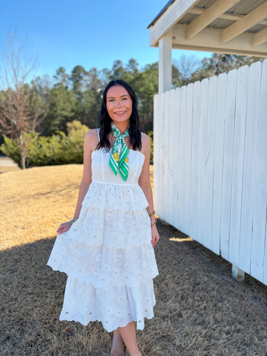 Eyelet Tired Midi Dress