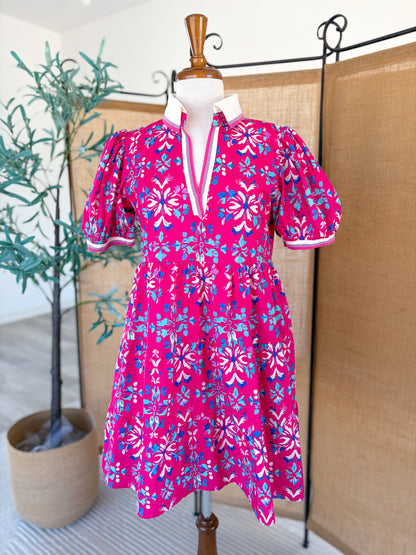 Patterned Babydoll Dress