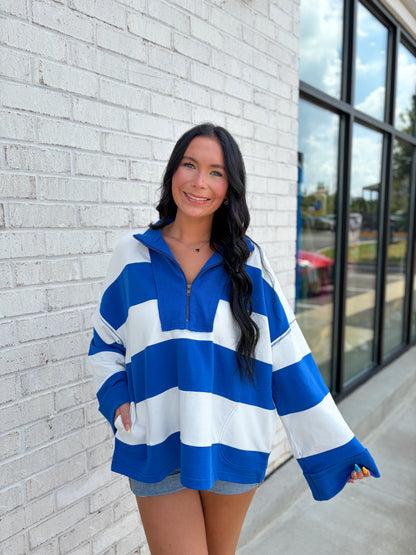Striped Quarter Zip Pullover