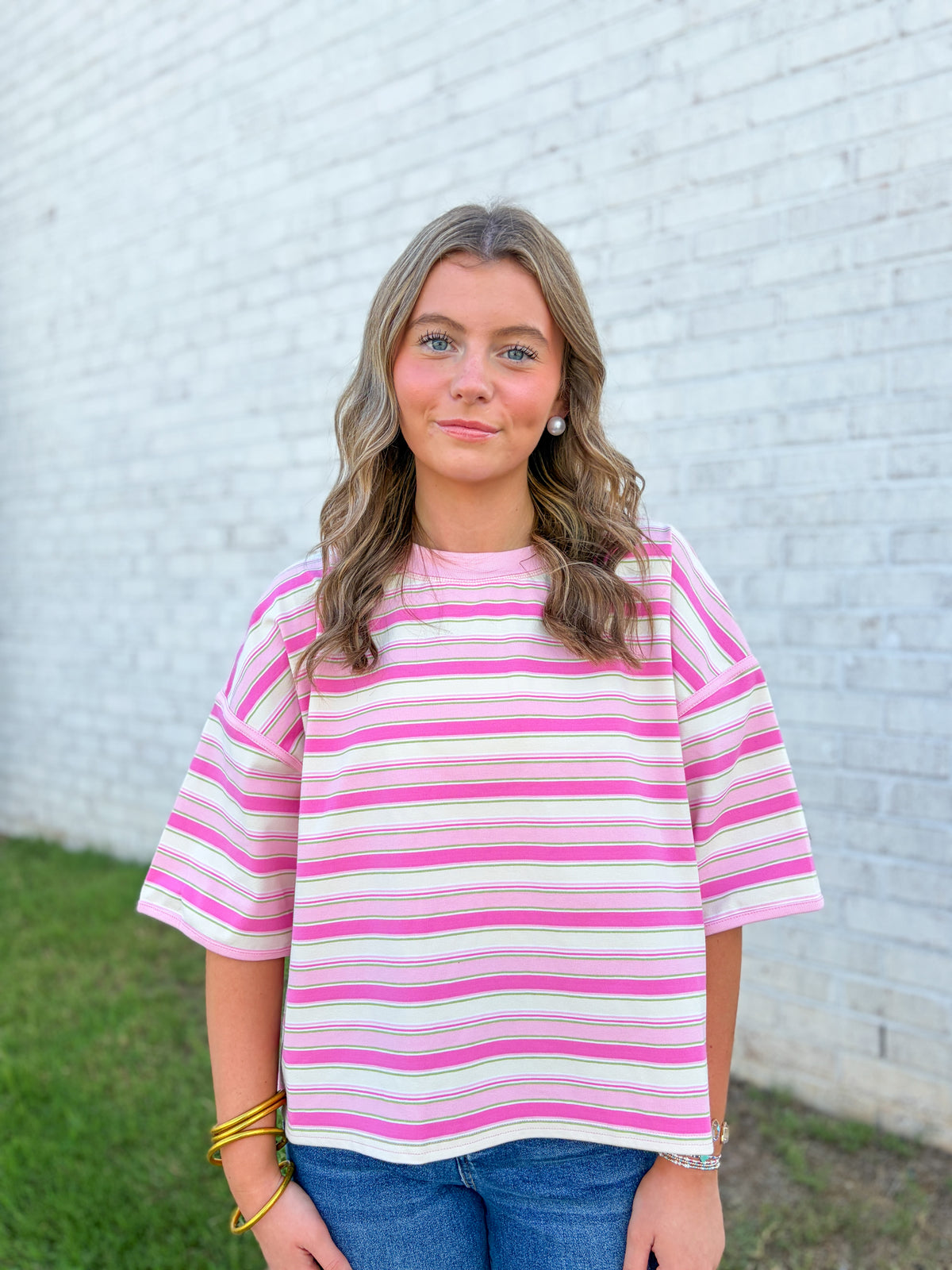 ￼Lenna Striped Basic Tee