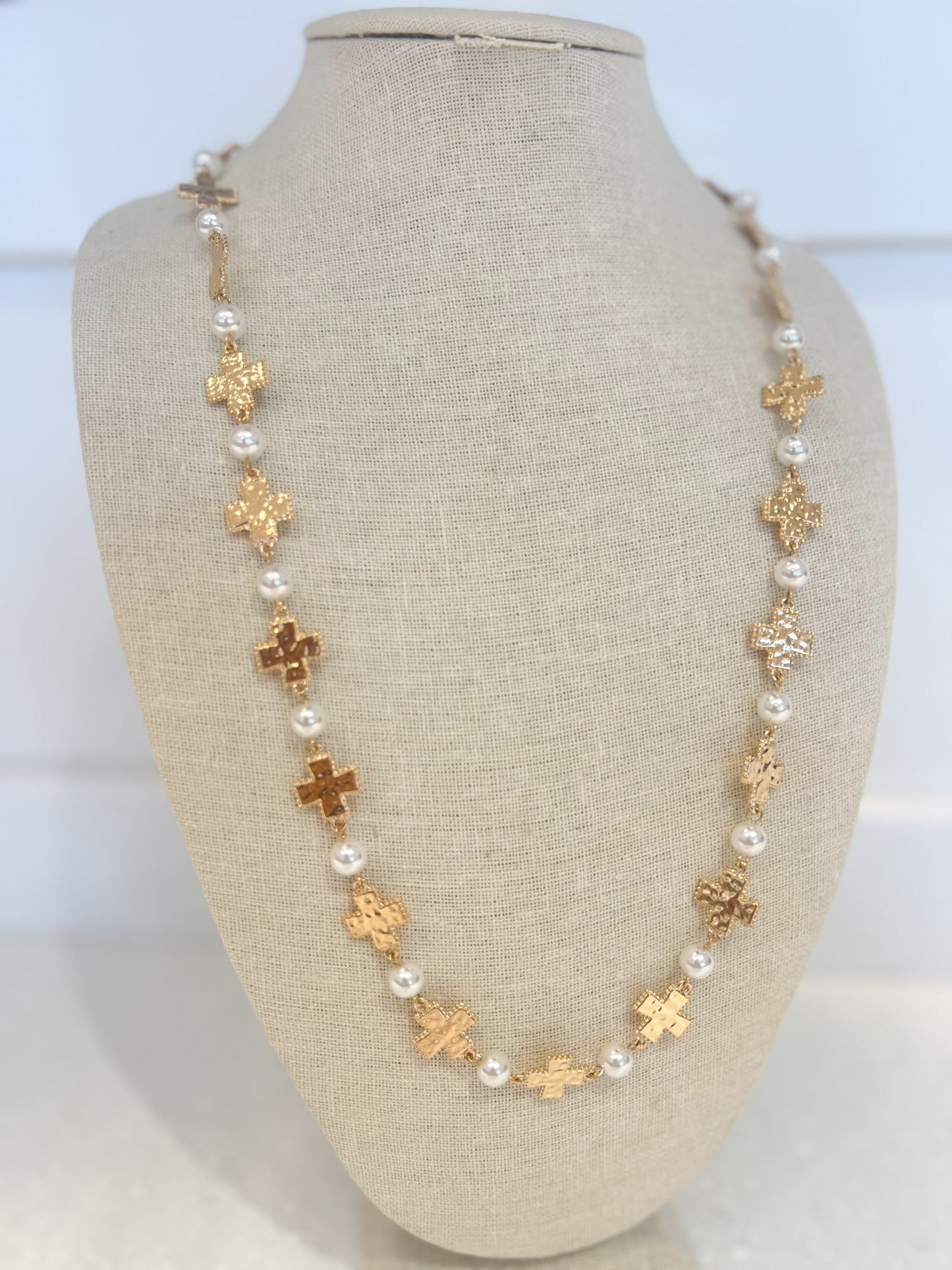 Long Cross Emblem Necklace