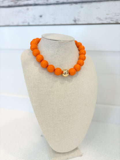 Bubble Beaded Necklace-ORANGE