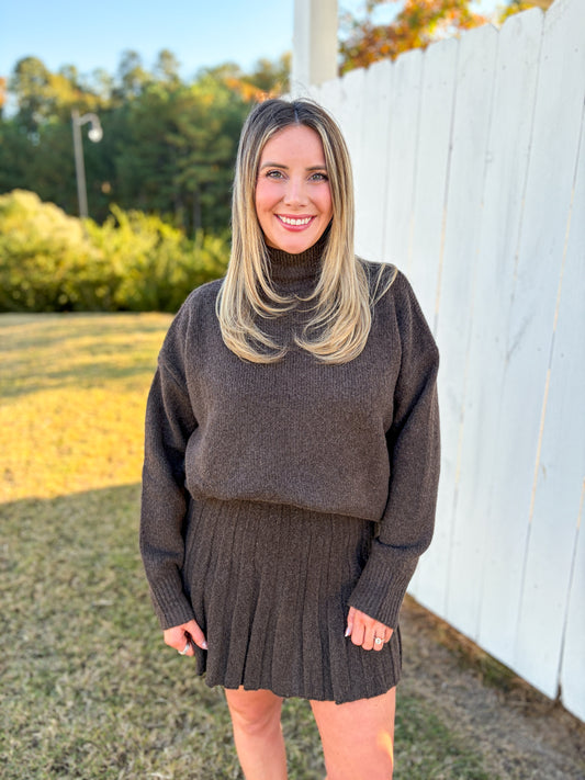 Mock Neck Sweater Skirt Set