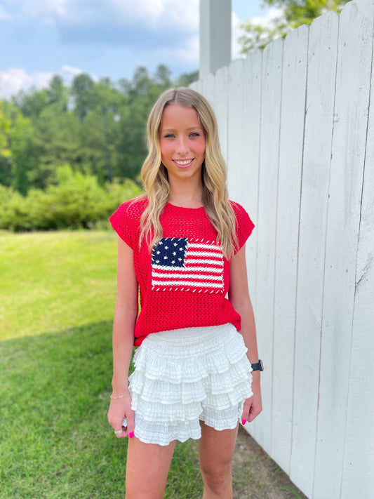 American Flag Knit Top
