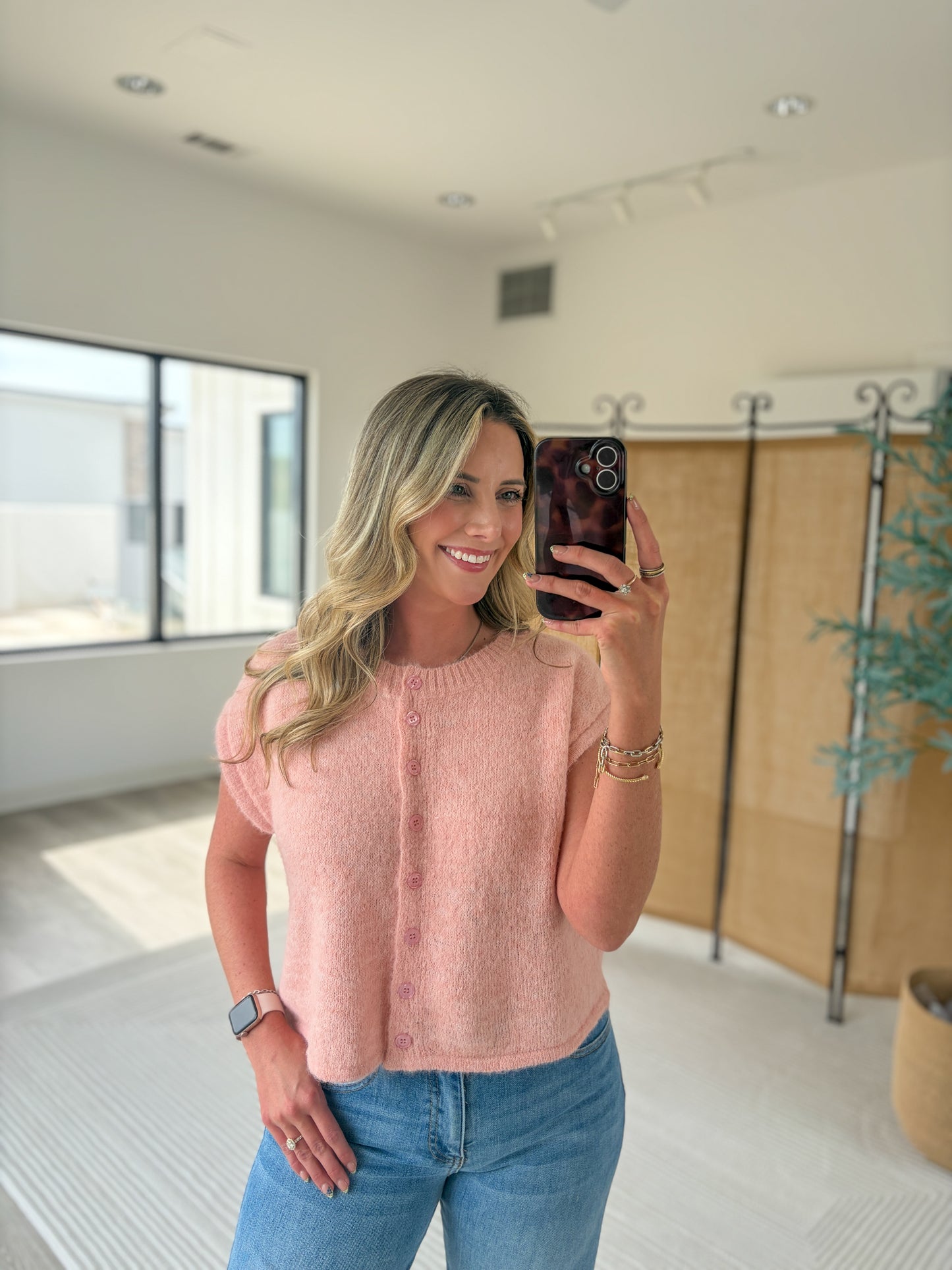 Sleeveless Button Up Cardigan