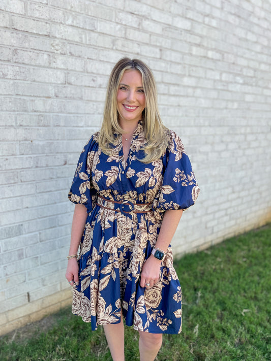 Floral Belted Mini Dress