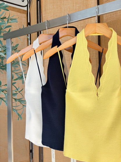 Ribbed Halter Neck Top
