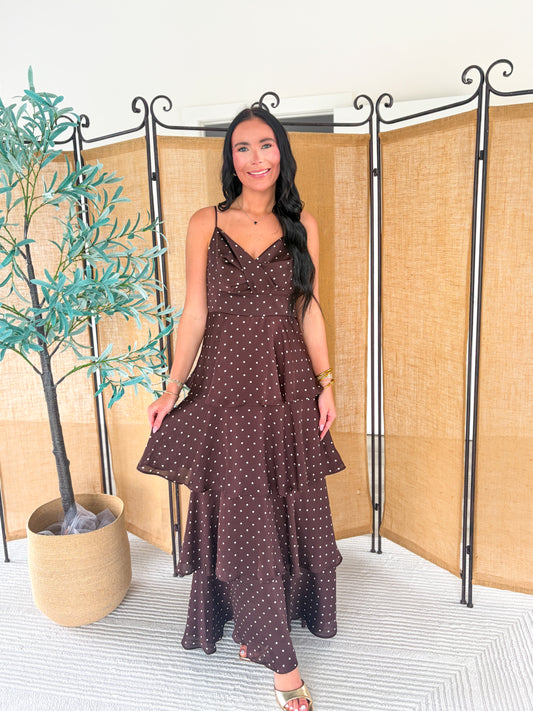 Polka Dot Tiered Maxi Dress