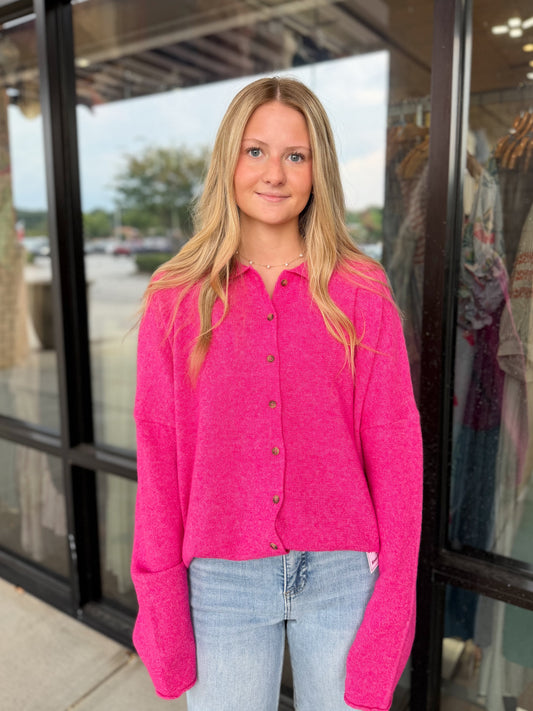Solid Button Up Cardigan