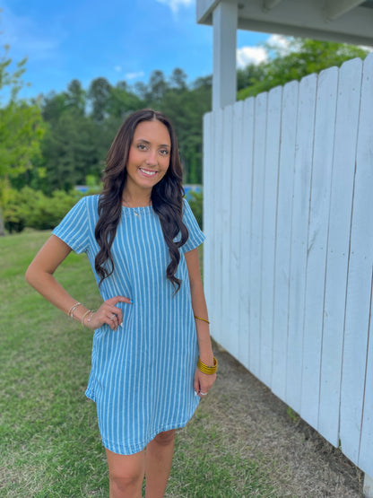 Brewer Stripped Denim Dress