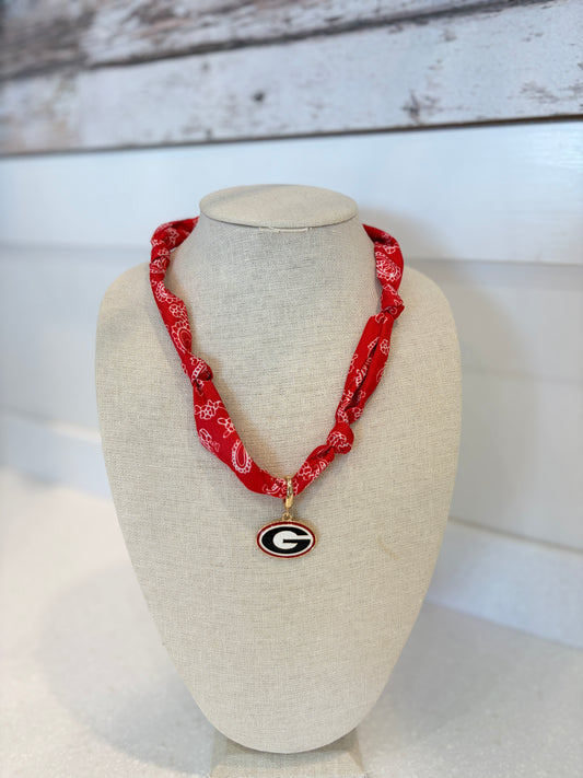 Georgia Bulldogs Scarf Necklace