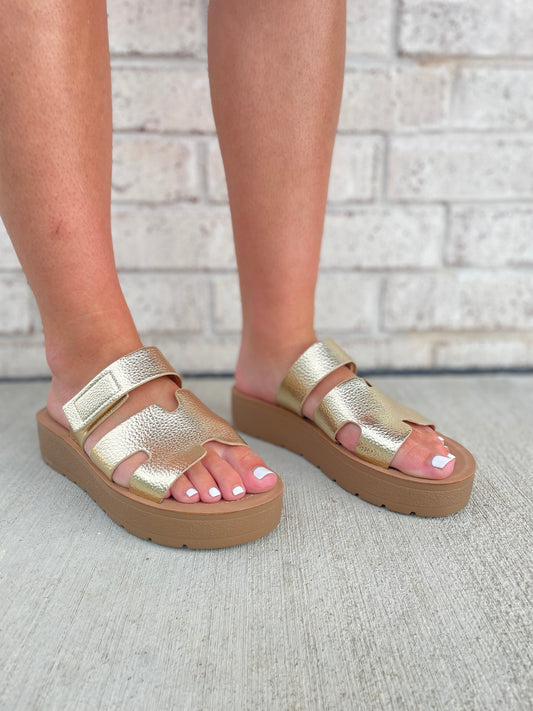 Tonya Gold Platform Sandal