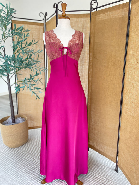 Satin Lace Maxi Dress