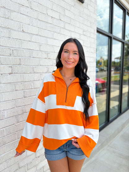 Striped Quarter Zip Pullover