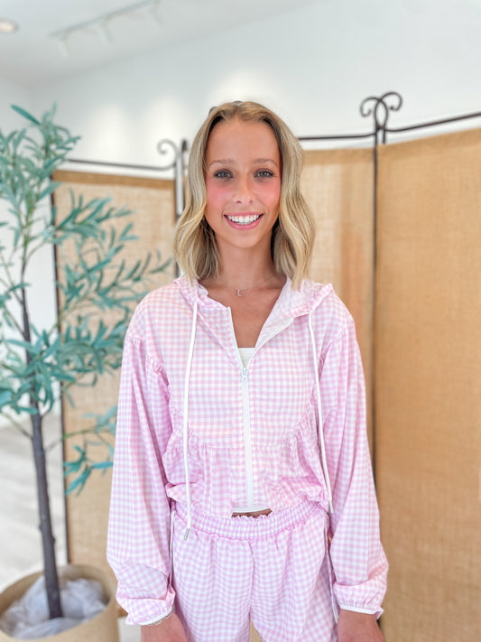 Romie Gingham Windbreaker