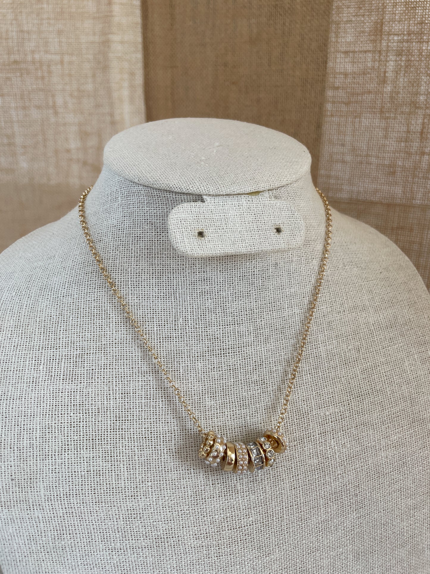 Gold & Pearl Hoop Necklace