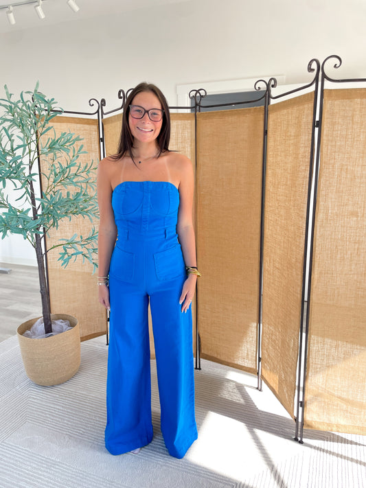 Charlene Strapless Denim Jumpsuit