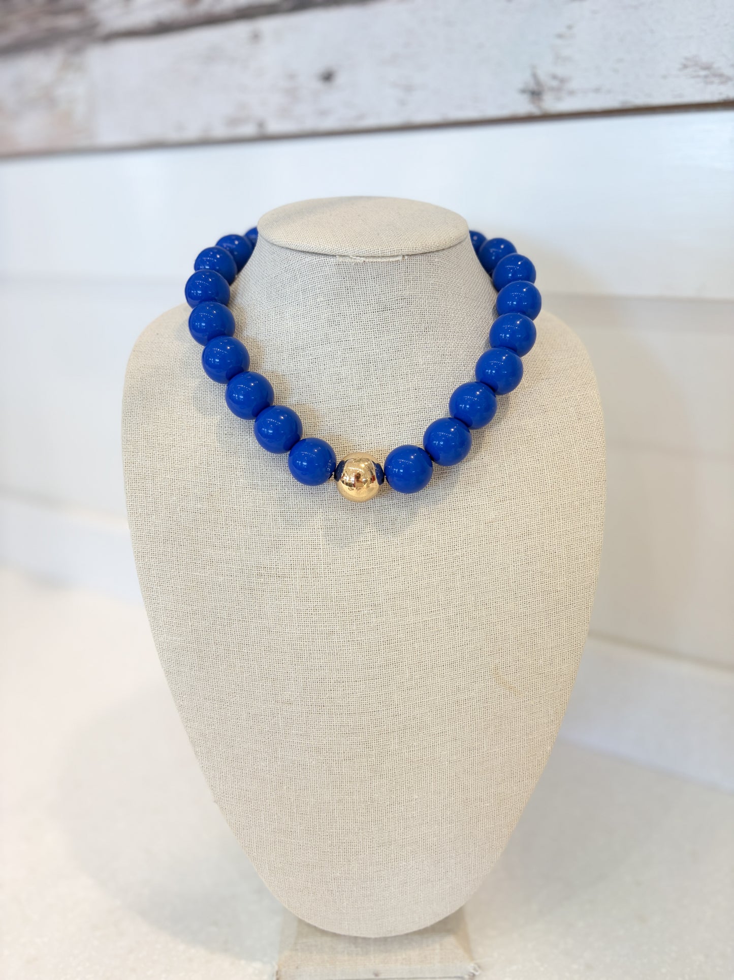 Bubble Beaded Necklace-ROYAL BLUE
