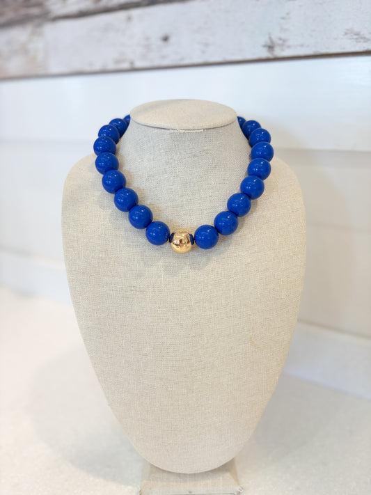 Bubble Beaded Necklace-ROYAL BLUE
