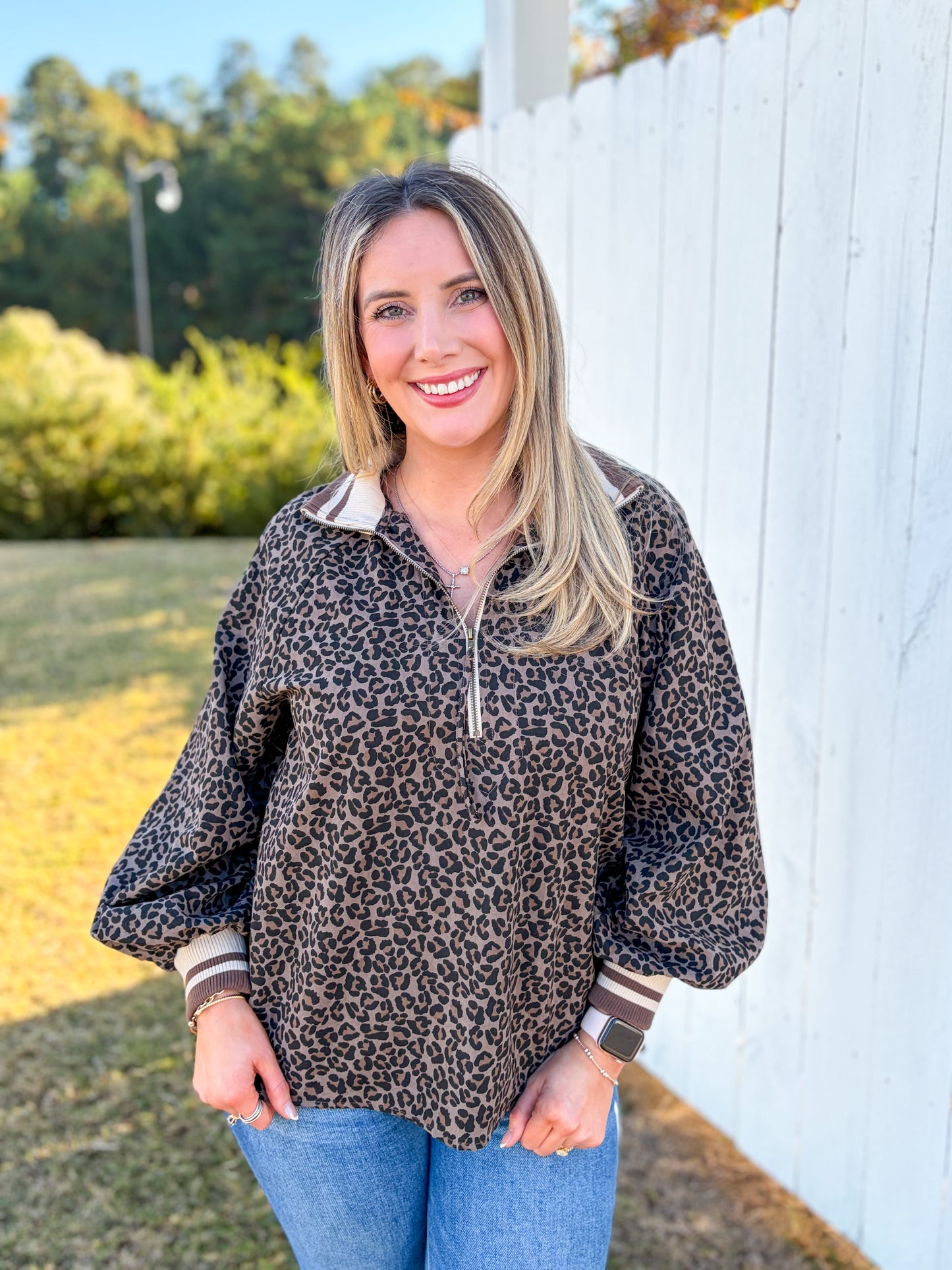 Leopard Quarter-Zip Top