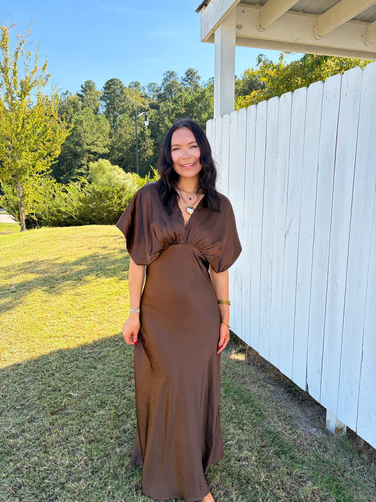 Silk V-Neck Maxi Dress